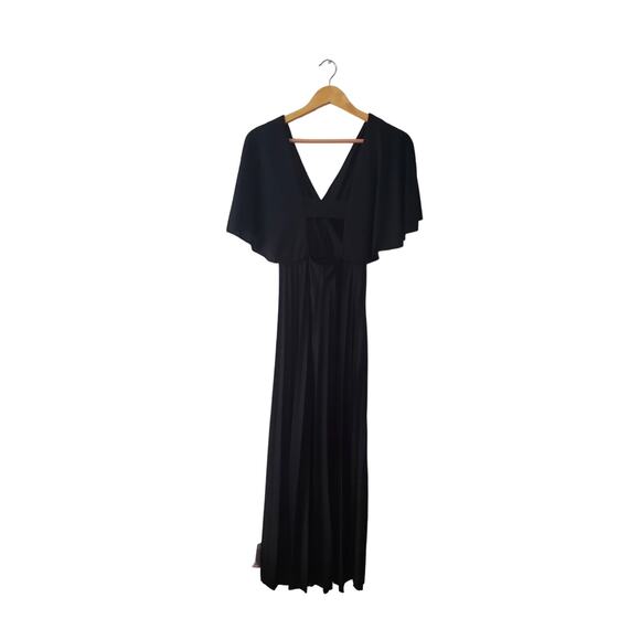 Asos Wrap Flutter Sleeve Midi Dress With Pleated Skirt in Black Size 0 - Picture 2 of 6